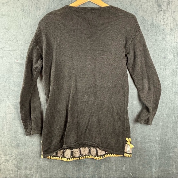 Vintage All Points by Reference Point Holiday Black and Gold Women's Sweater S - Picture 6 of 7
